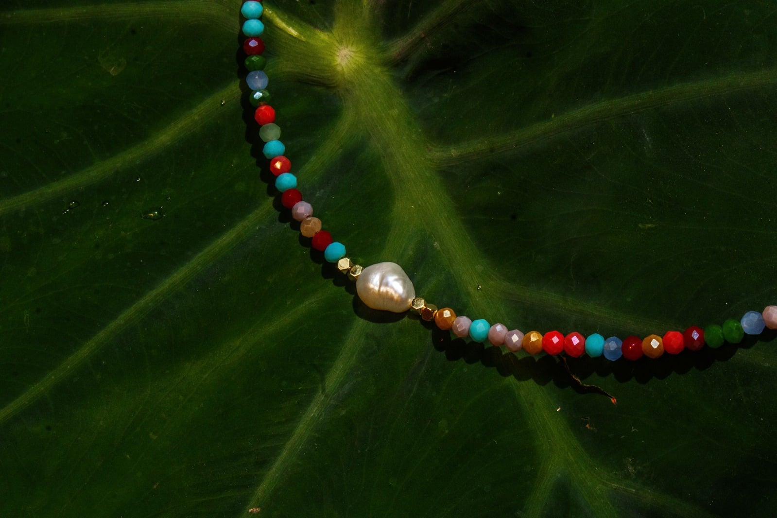Crystal x pearl necklace