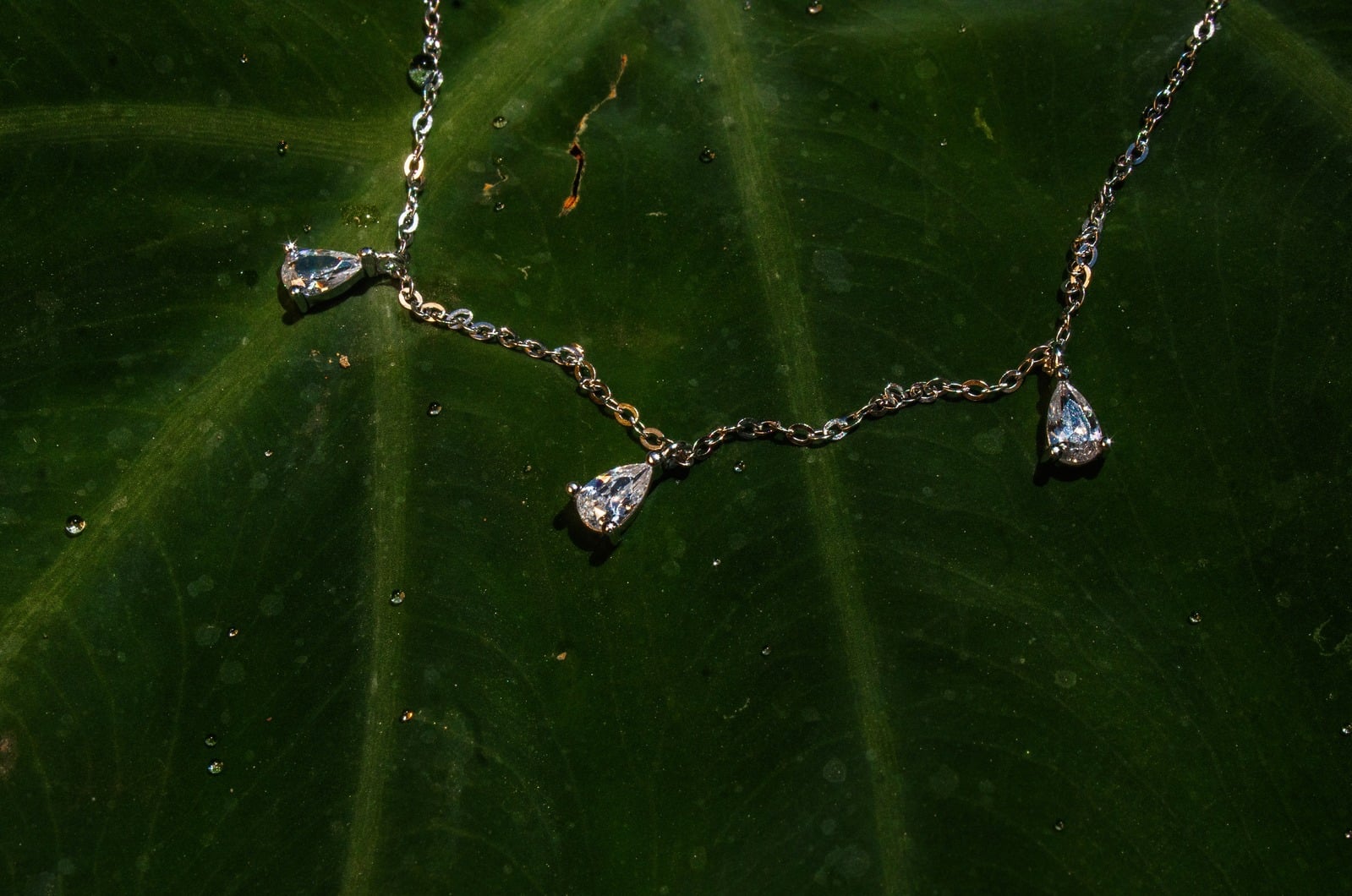 Cubic zirconia teardrop necklace